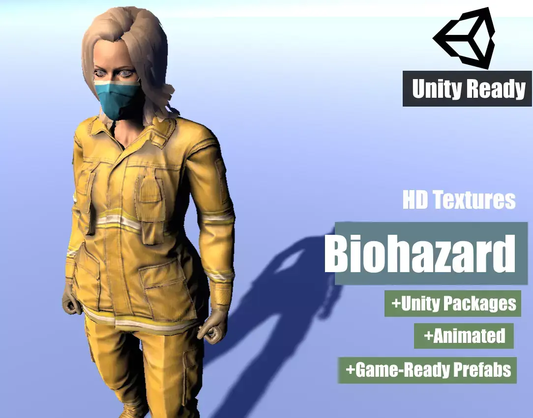 Biohazard Female - animated rigged Female Low-poly 3D model