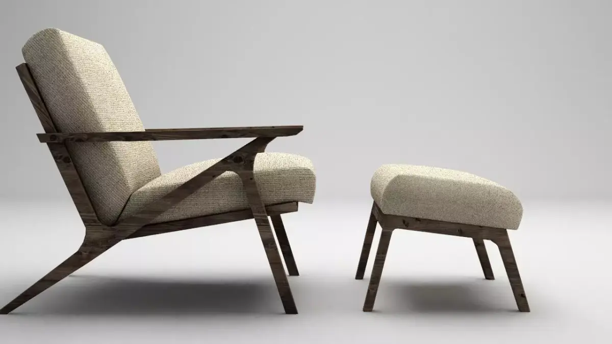 armchair lounge chair and ottoman Free 3D model