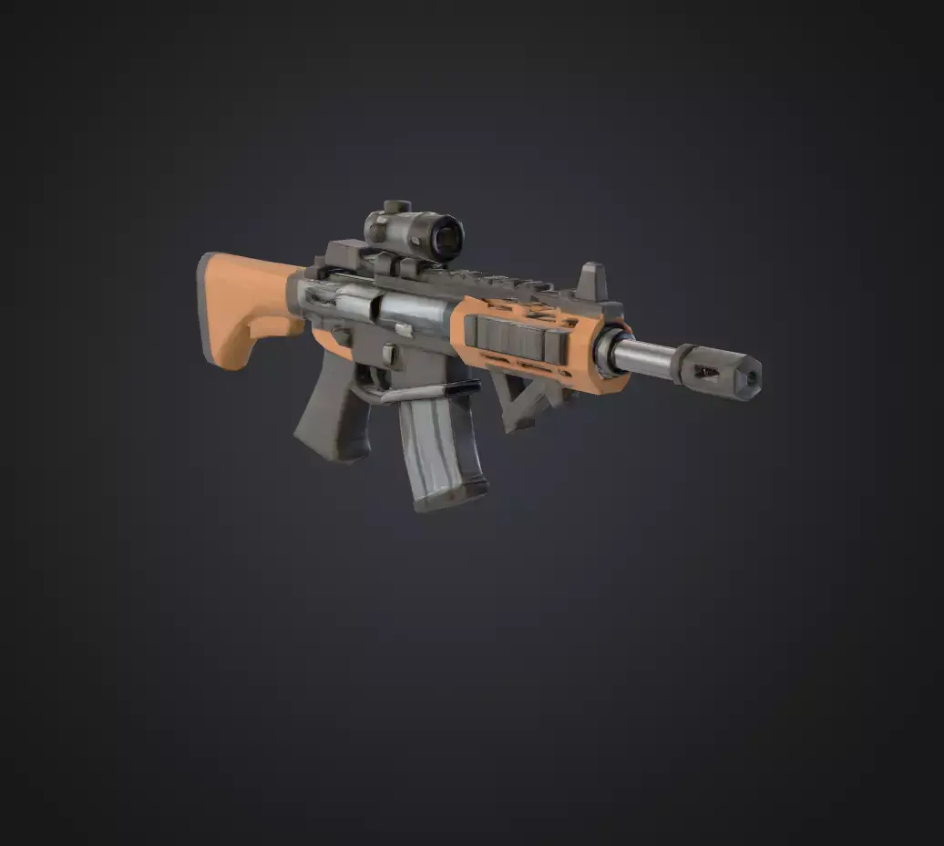 Compact AR Style Rifle  Stylized Low Poly Gun 3D model
