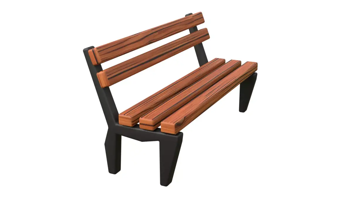 Stylized outdoor Bench Free low-poly 3D model