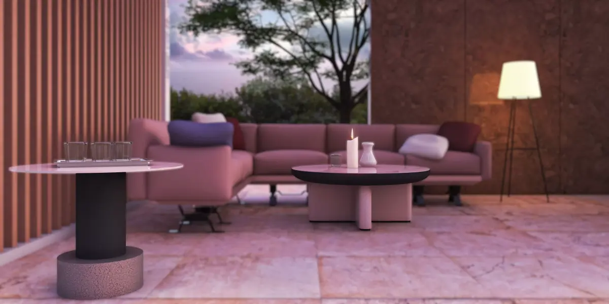 Contemporary Coffee and End Table with Props Low-poly 3D model