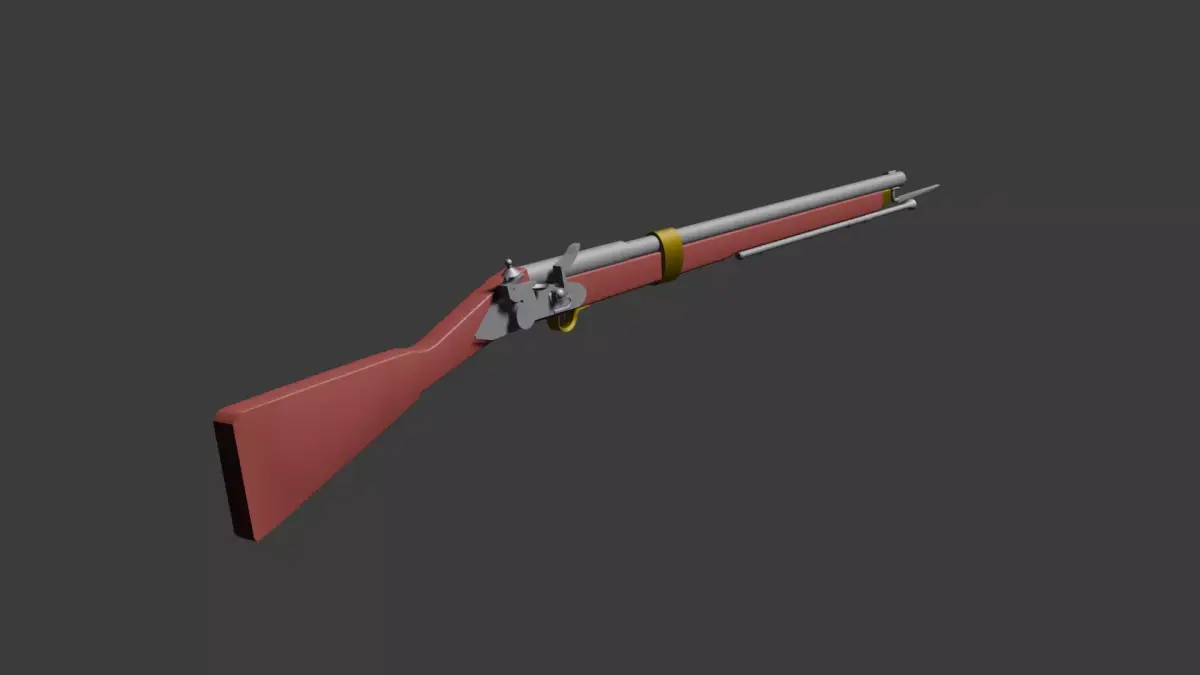 Low-Poly musket 1700 Low-poly 3D model
