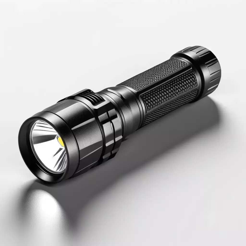 Sleek Black Tactical Flashlight 3D model