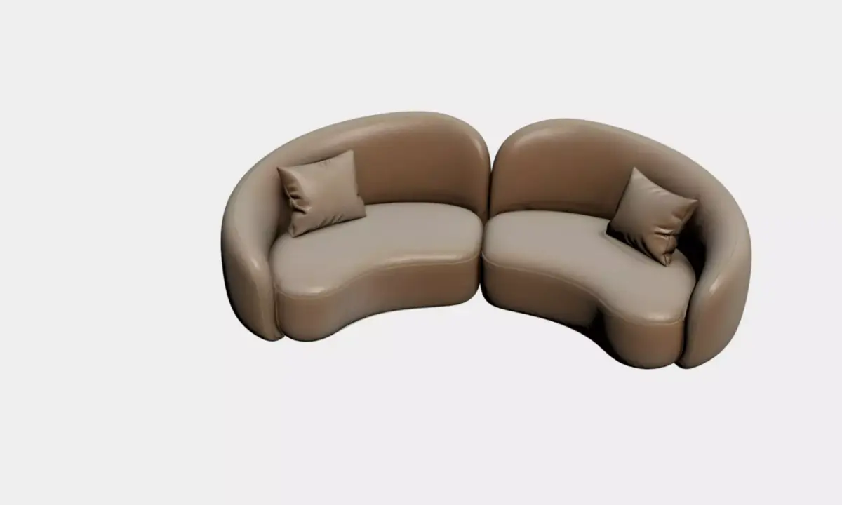 Luxury Curved Sofa Organic Designer Furniture Textures Included Free 3D model 4