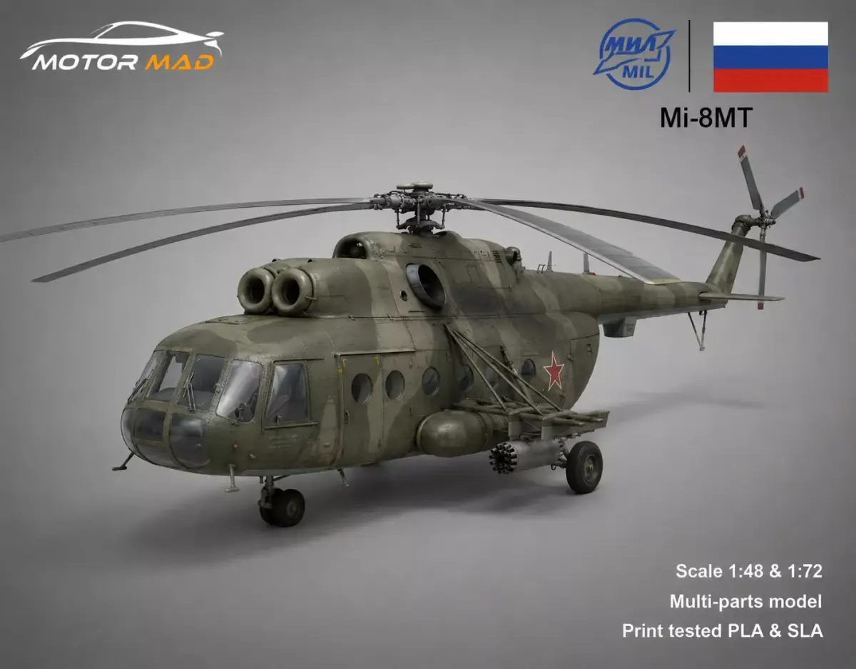 Mi-8MT Soviet Military Helicopte 3D print model
