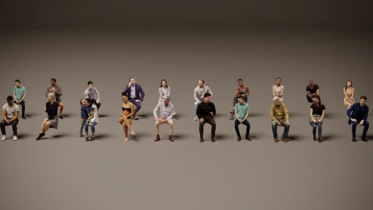 Sitting people x 20 3D model