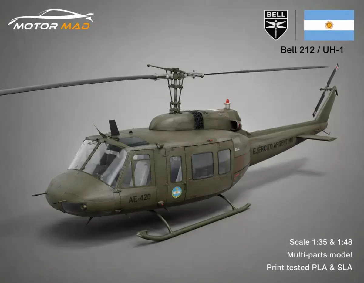 Bell 212 UH-1N Twin Huey - High Detail Helicopter 3D print model