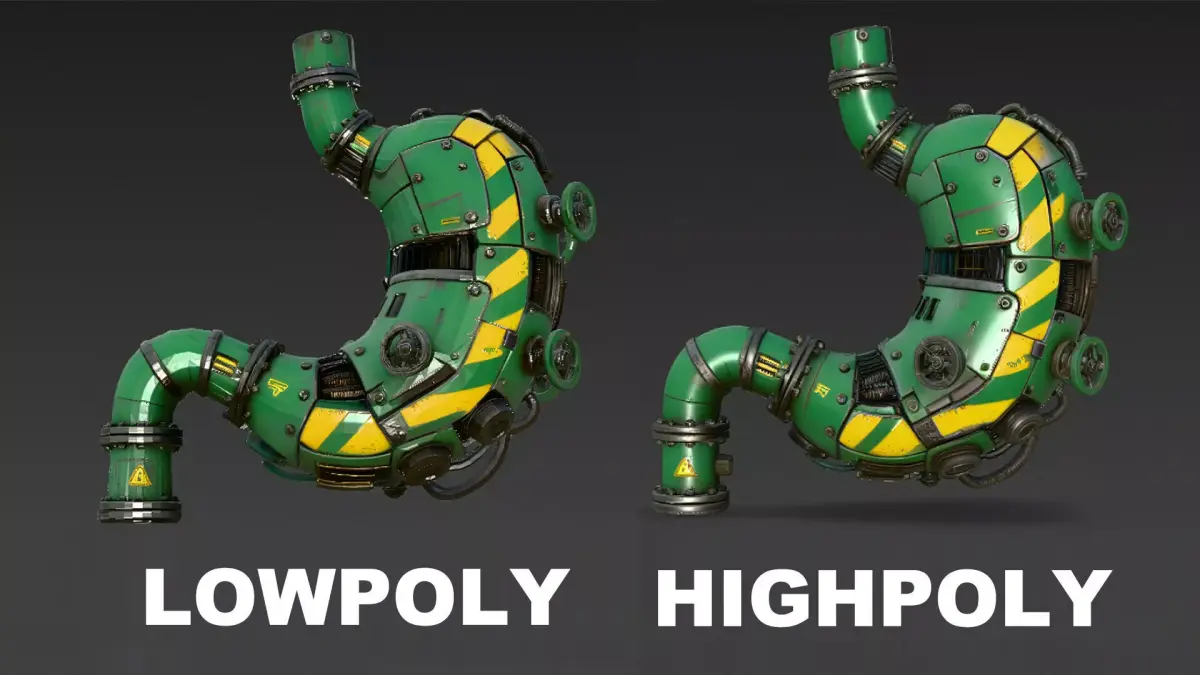 Green Cyberpunk Tech Stomach Model Bundle Low-poly 3D model