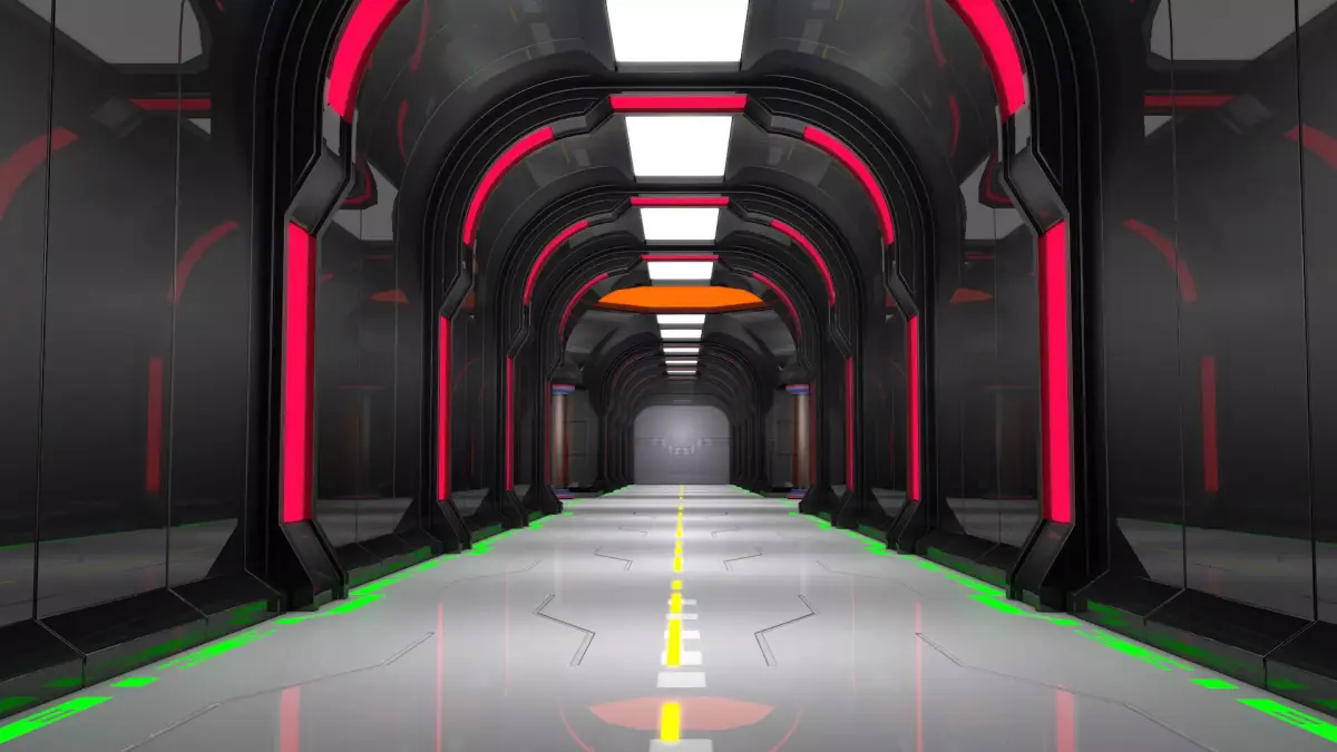 Sci Fi Corridor Futuristic 3D model 2