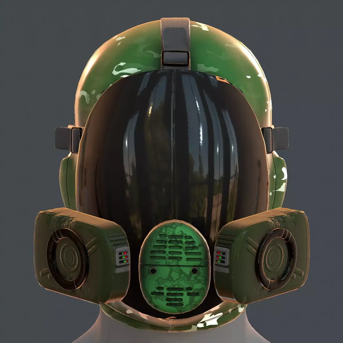 Gas mask helmet 3d model scifi Low-poly  Low-poly 3D model 548