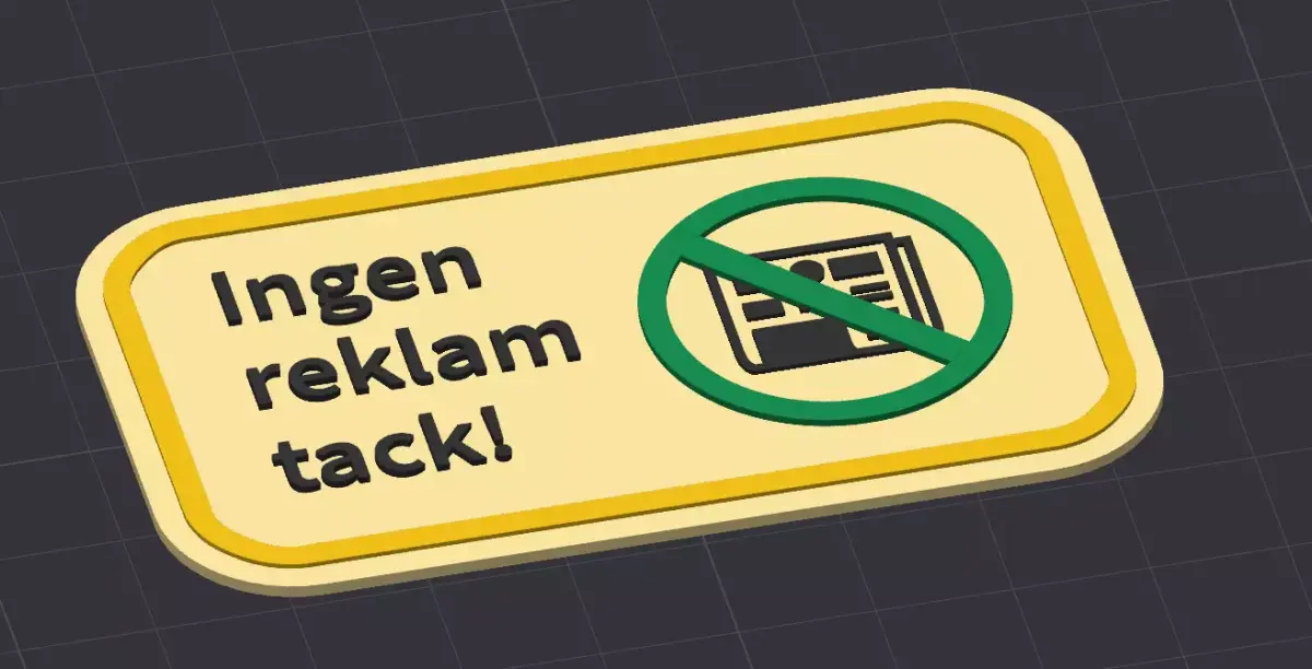 Ingen Reklam Tack Skylt Sign 3D print model