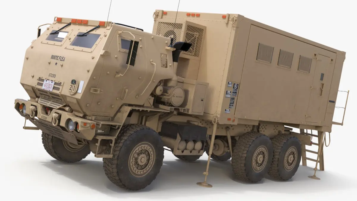Deployed Military Mobile Command Truck 3D model purchase