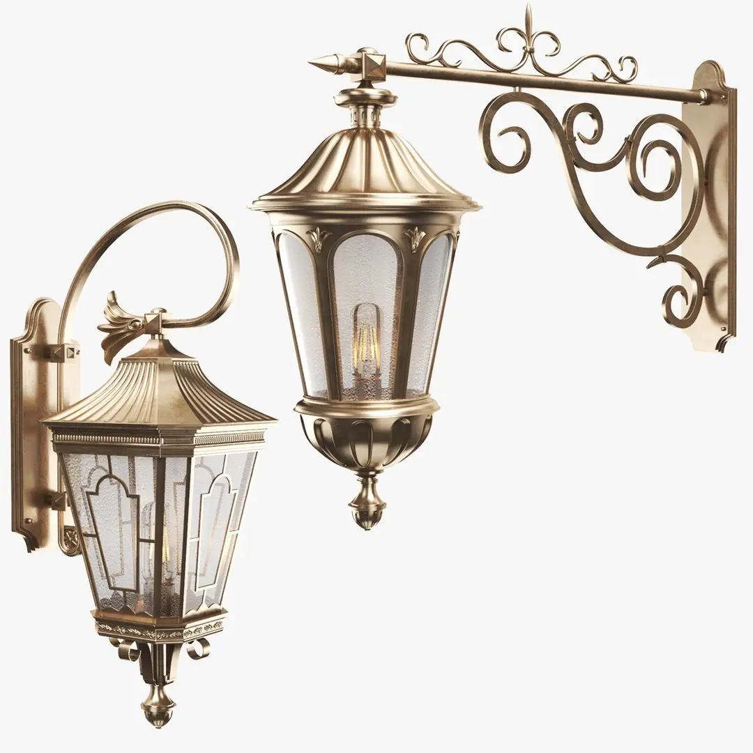 Two Bronze Wall Street Lights 3D model
