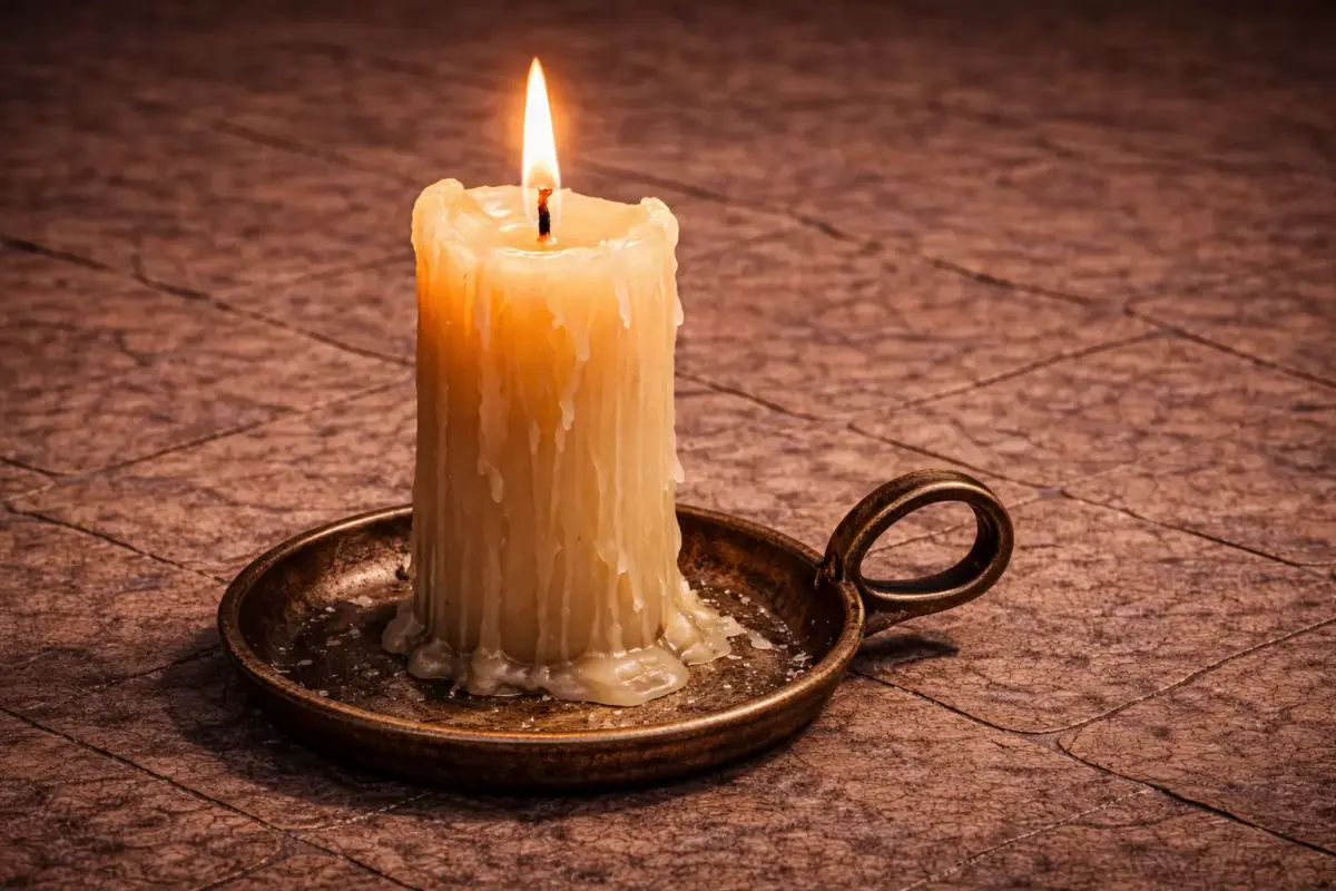 Medieval Wax Candle with Holder - Rustic Tavern Prop - PBR Free low-poly 3D model