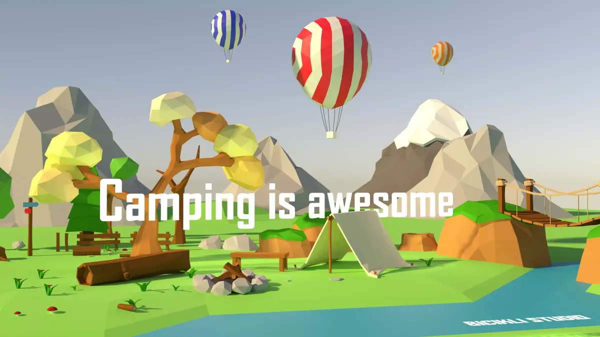 Low poly camping assets Free low-poly 3D model