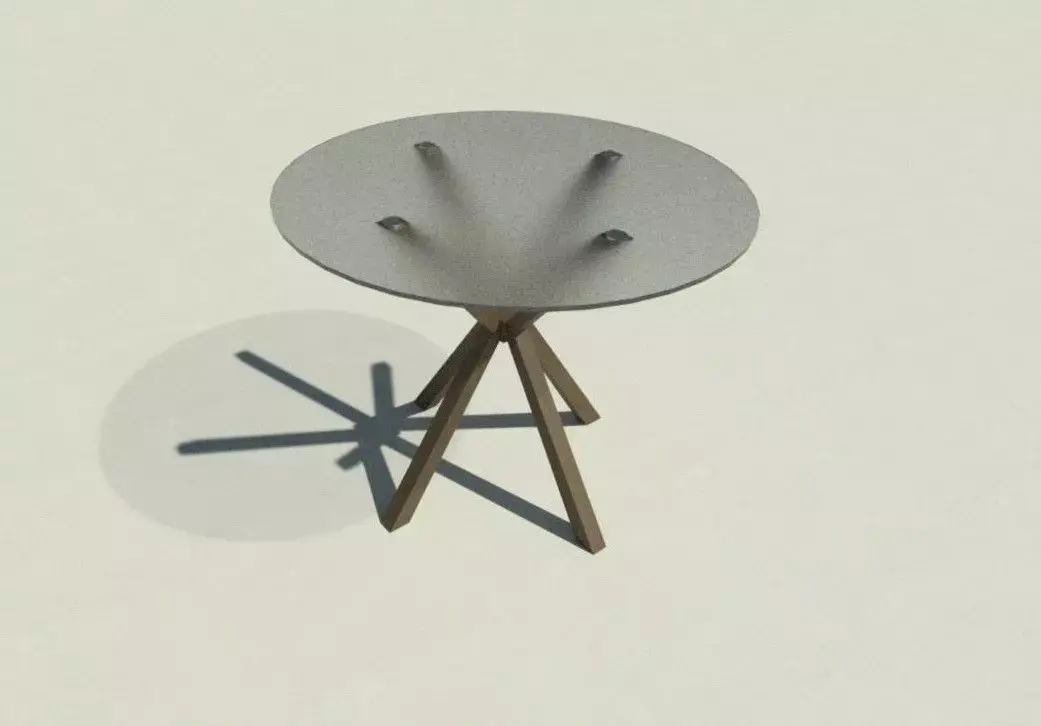 Glass Round Dining Table Walnut Legs 3D model