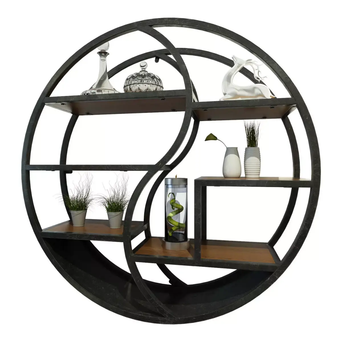 Floating Shelves for Wall Round Wood Shelves Wall Mounted Black Free 3D model