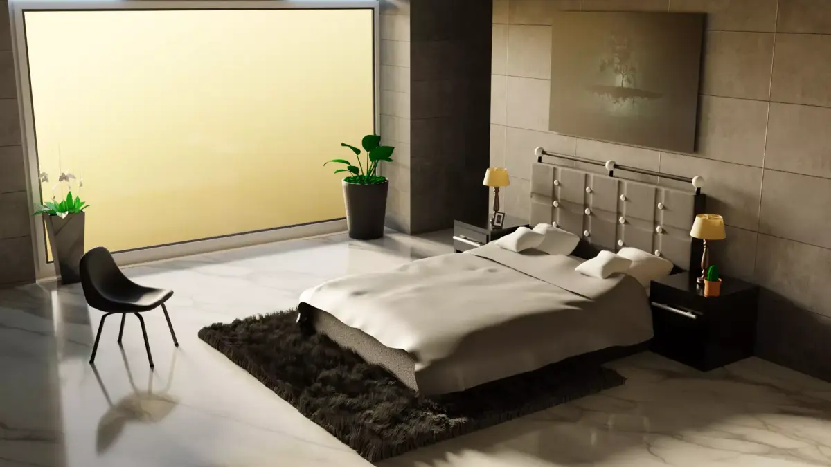 Fashionable and stylish bed in dark shades Free 3D model