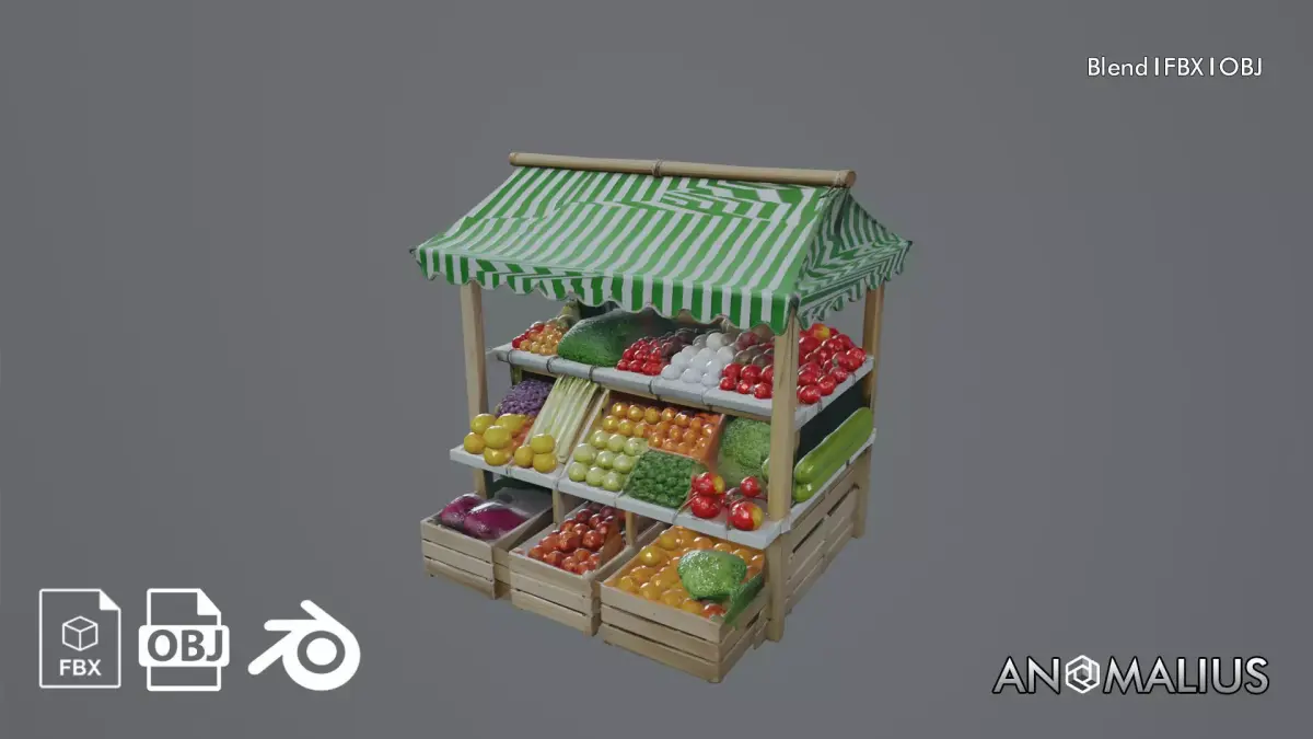 fruit vendor stall Free 3D model