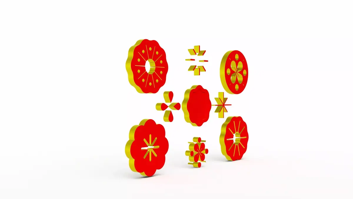FLOWER DECORATION CHINESE NEW YEAR 01 3D model
