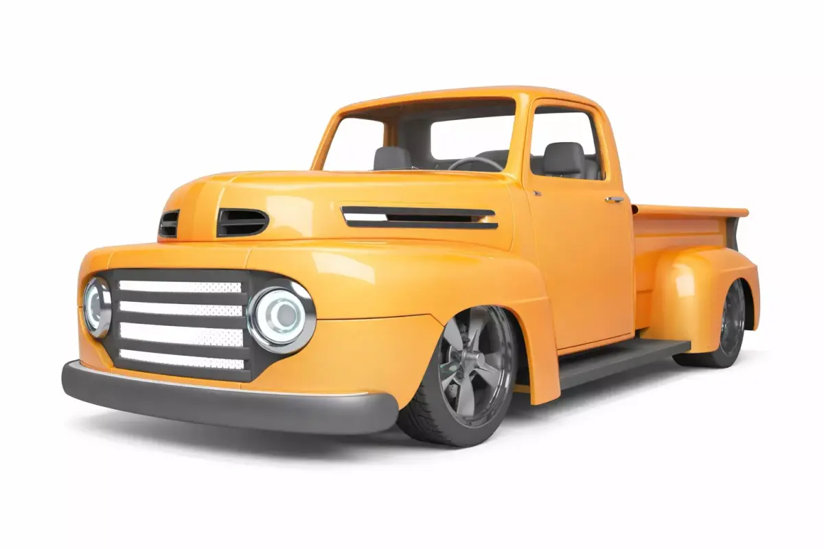 Low Poly 1950 Pickup Truck 3D Model Optimized Retro Vehicle  Low-poly 3D model