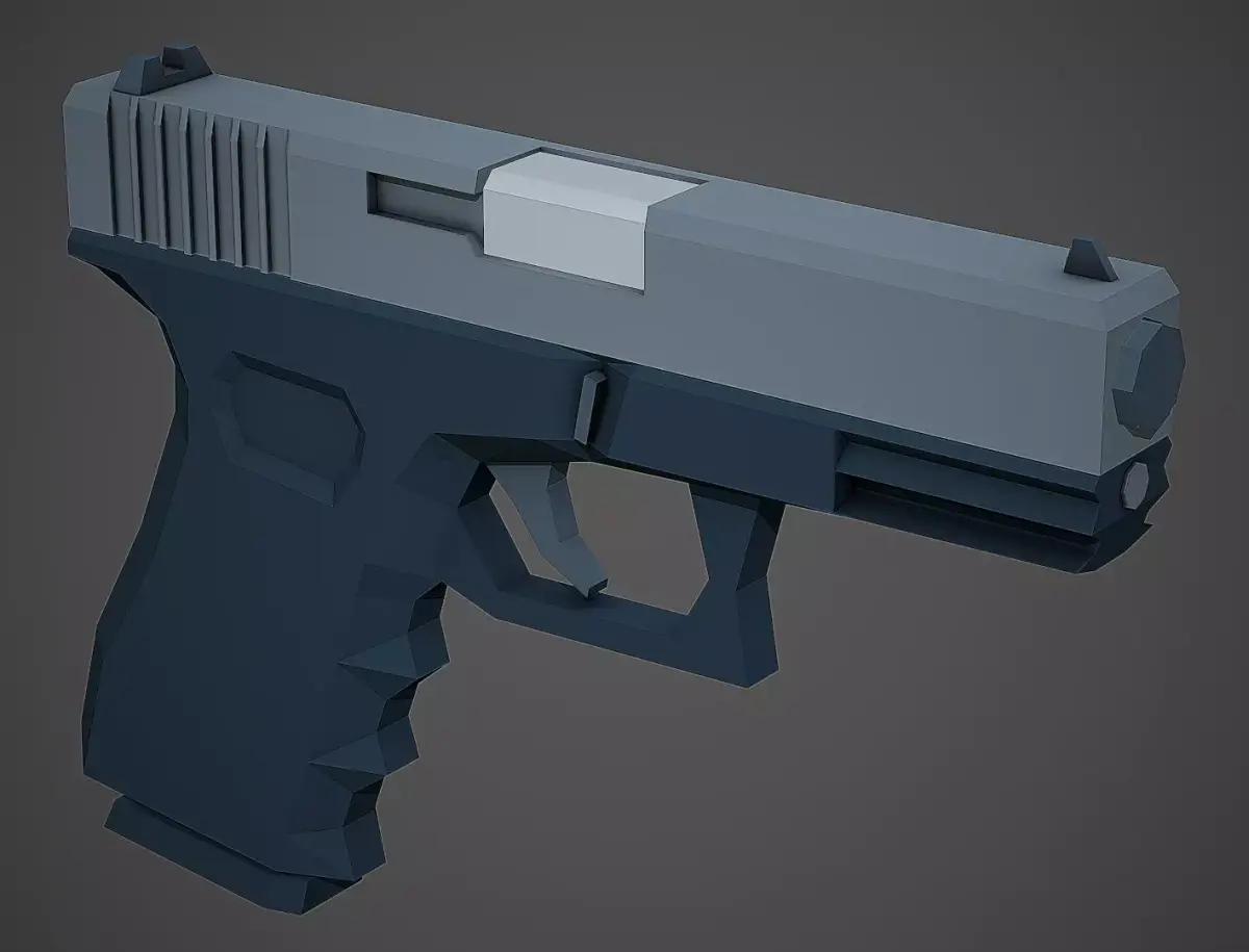 Stylized Glock 19 Low Poly Mobile Ready Low-poly 3D model