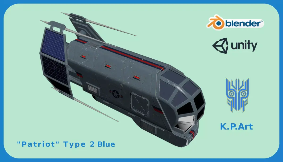 Spaceship Patriot Type 2 Blue Low-poly 3D model