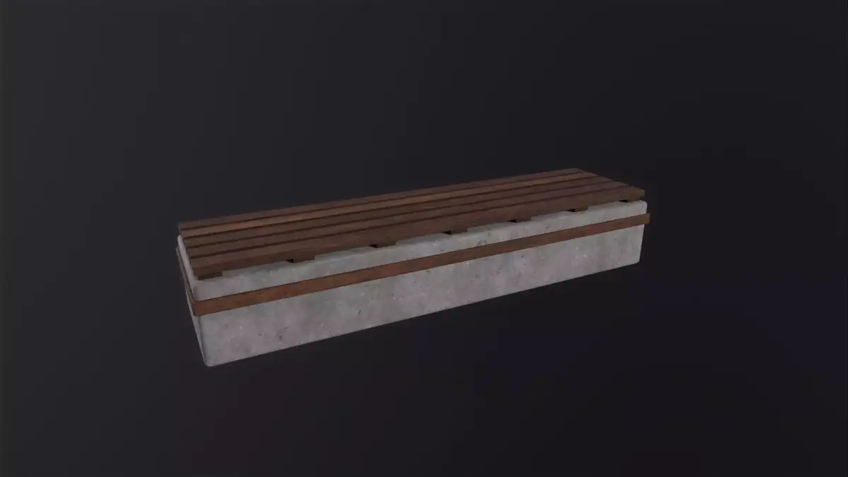 Worn Wooden Bench Block 3D Model Low-poly 3D model