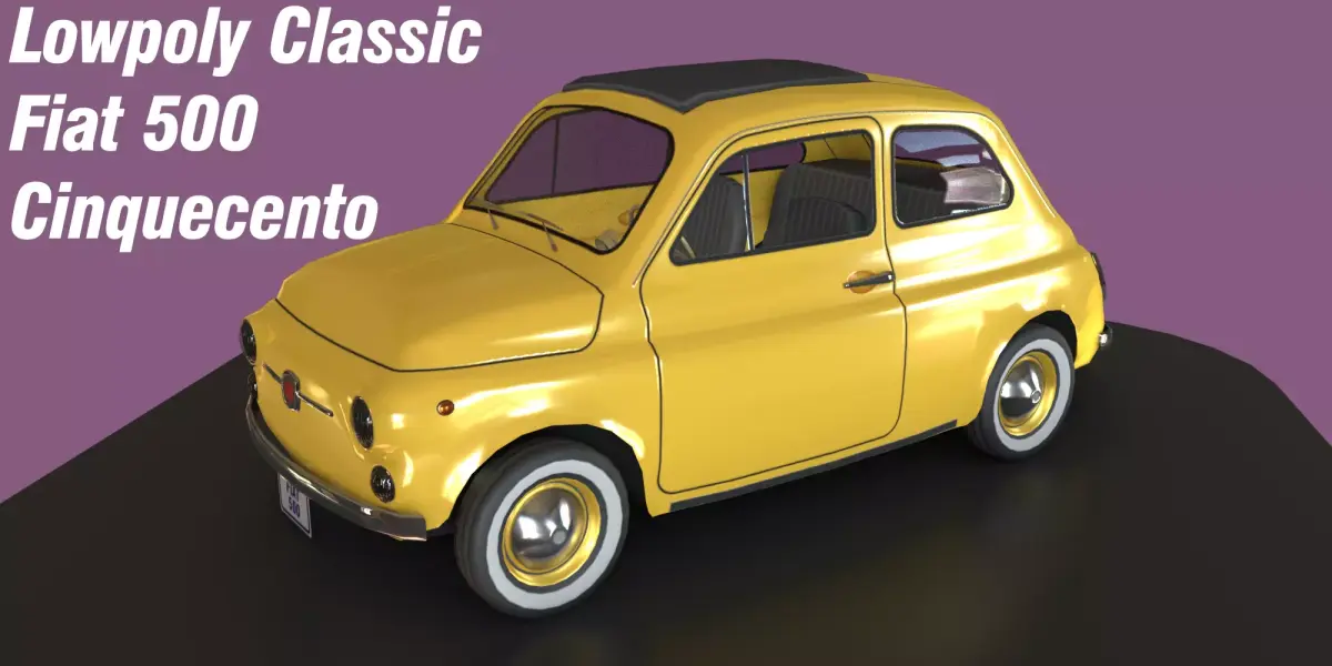 Game-ready lowpoly Classic Fiat 500 micro-car Low-poly 3D model