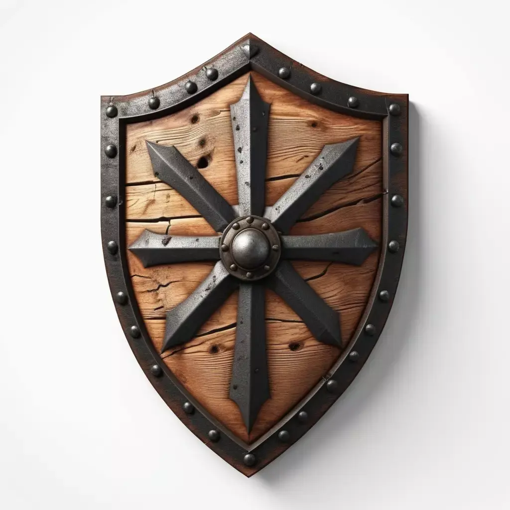 Damaged Wooden Shield with Iron Boss 3D model