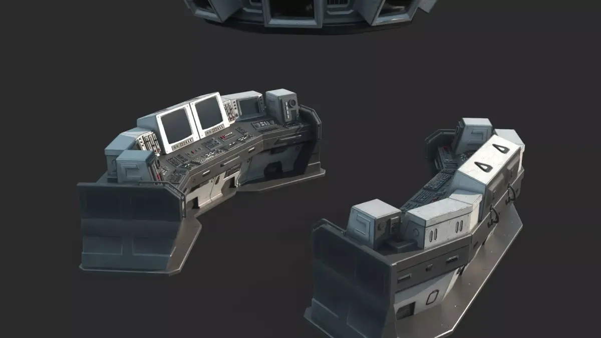 Future sci-fi interstellar early stage computer console 3D model