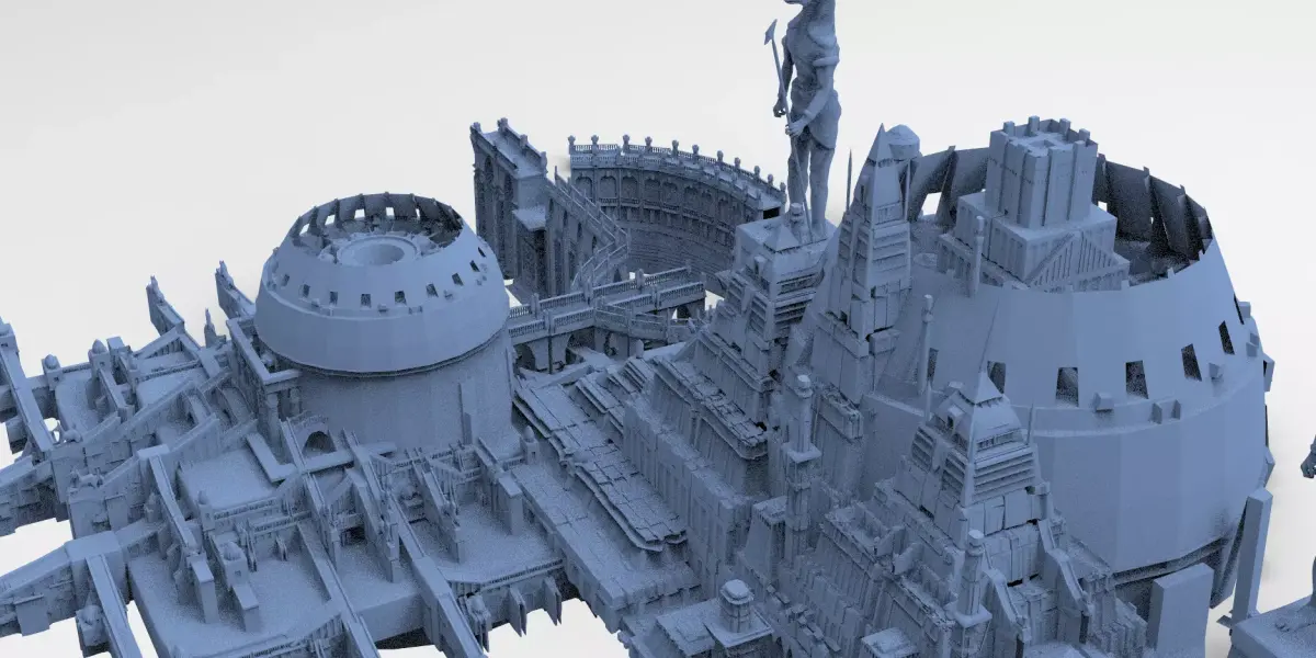 Ancient Egyptian Gods Halls Arena City 4  3D model