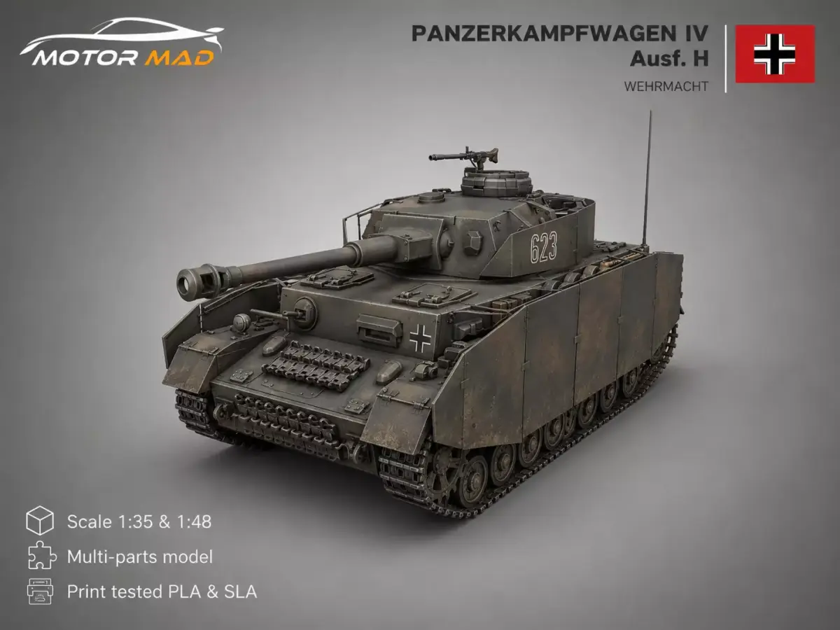 Panzer IV Ausf H - German Medium Tank WWII 3D print model