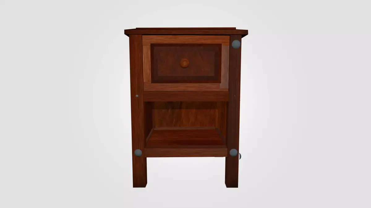 Wooden Nightstand Bedside Table 3D Model - Textured Low Poly Free low-poly 3D model