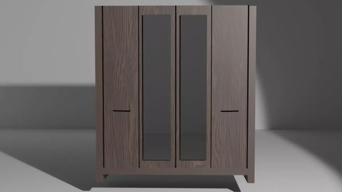 Wooded Middle Wardrobe Free 3D model