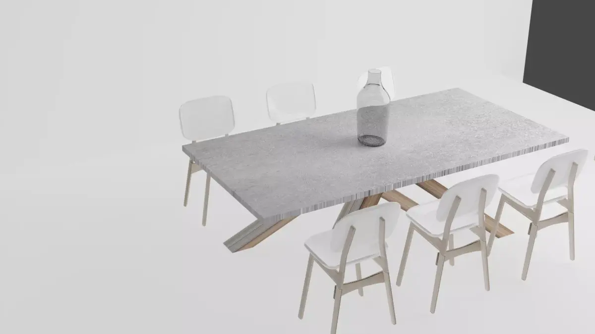 Dining Furniture Set Dining Table Chairs and Glass Vase 3D model