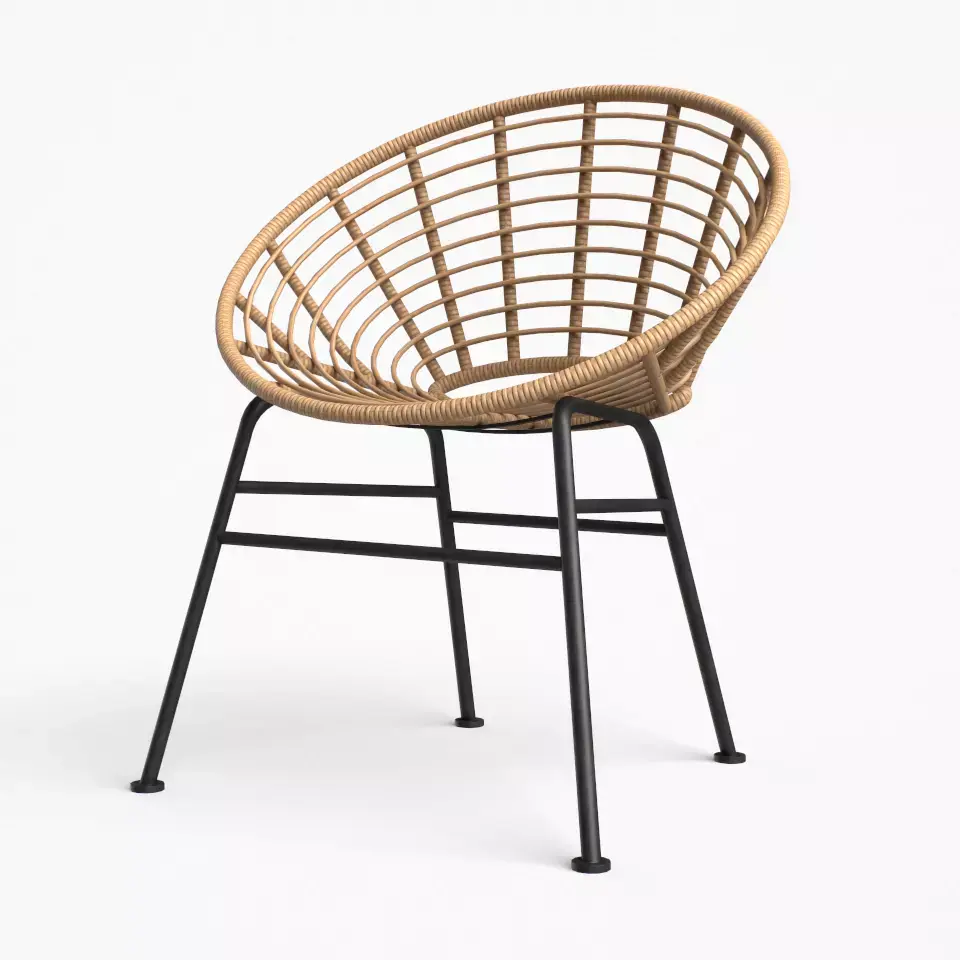 Shell outdoor Dining Chair wicker Low-poly 3D model