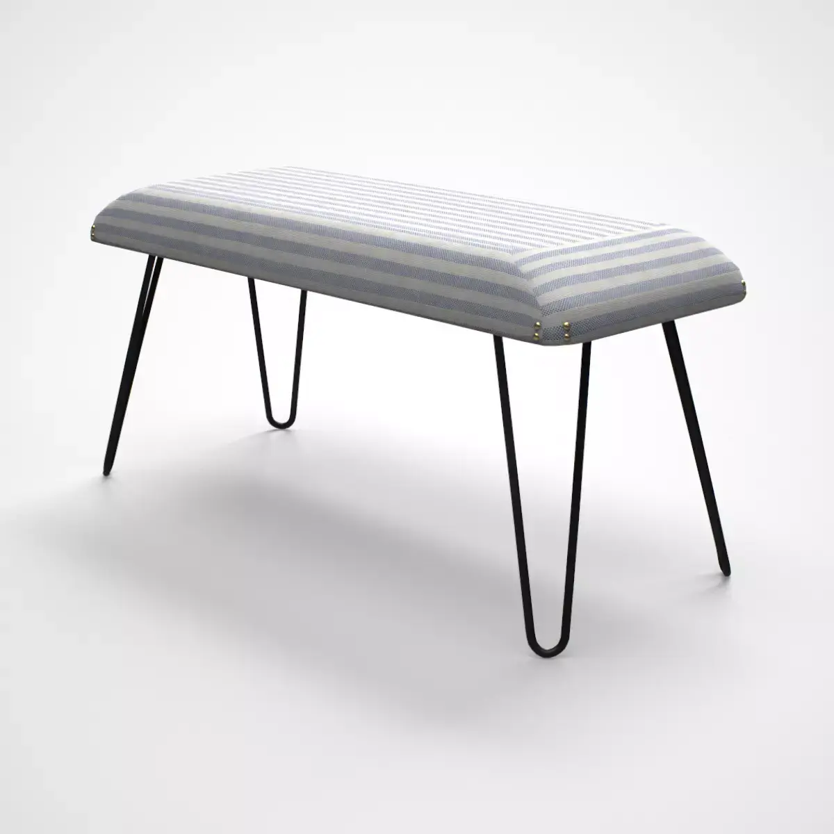 Titus upholstered metal Bench cotton stripes Low-poly 3D model