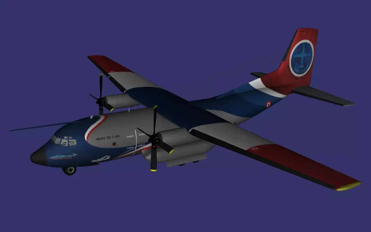 C160-Transall military plane with propellers flying in sky Low-poly 3D model