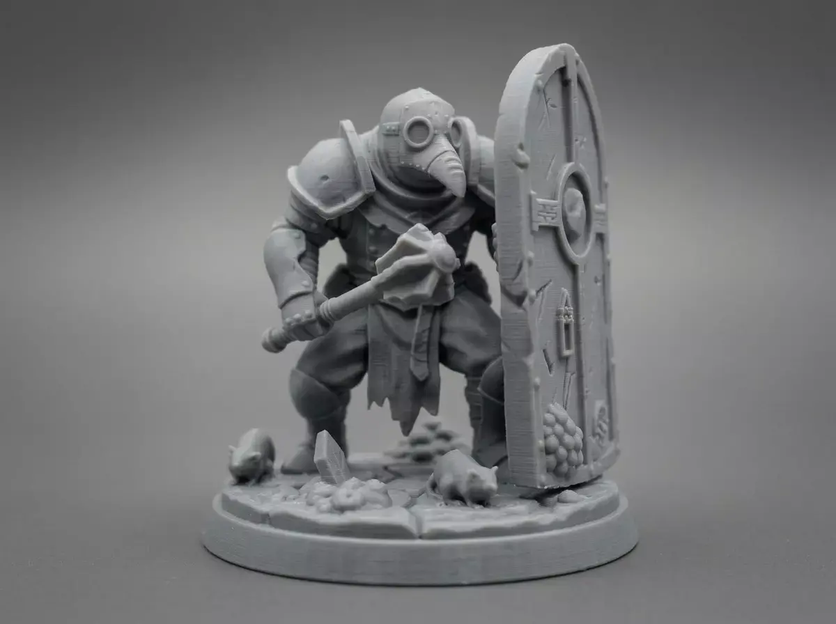 Pre-supported 32mm Grimdark Plague Knight - Fantasy Miniature  3D print model