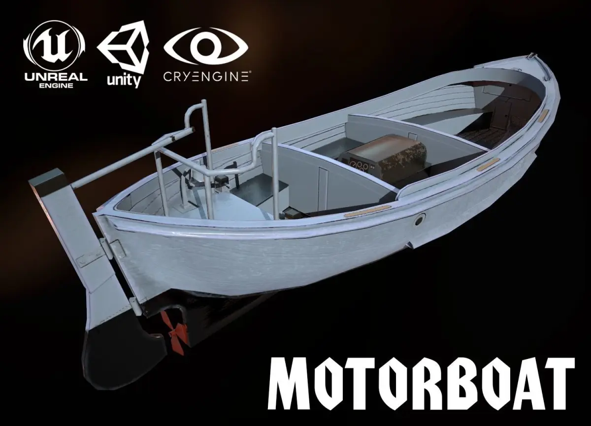 MOTORBOAT fishing boat Low-poly 3D model