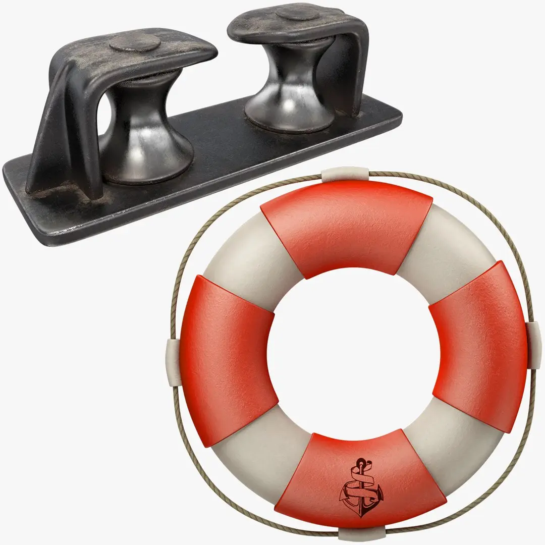 Ship Cleat and Lifebuoy Collection 3D model