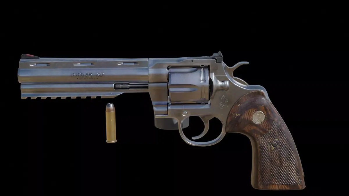 Realistic Revolver Handgun Detailed Hard Surface PBR Asset Low-poly 3D model