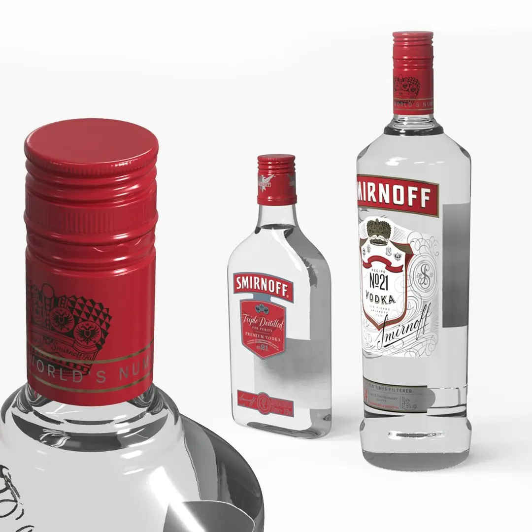 Smirnoff No21 Vodka Bottles Set 3D model