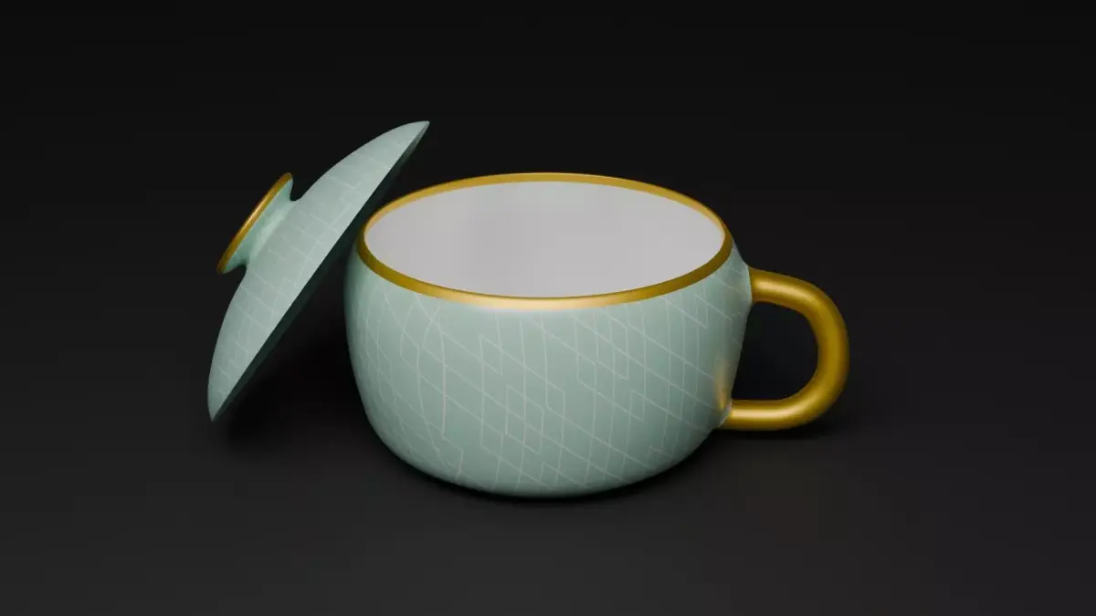 3D Ceramic Bowl with Geometric Pattern for Visualization 3D model
