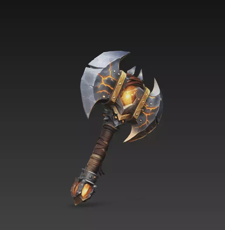 Stylized Magma Battle Axe  Game Ready PBR 3D model