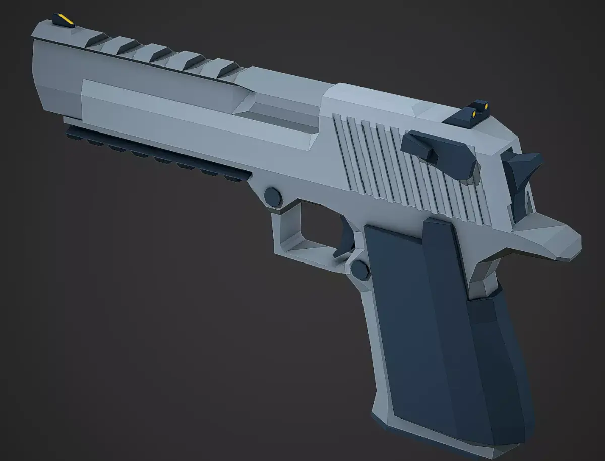 Stylized Desert Eagle Pistol Low Poly Mobile Ready Low-poly 3D model