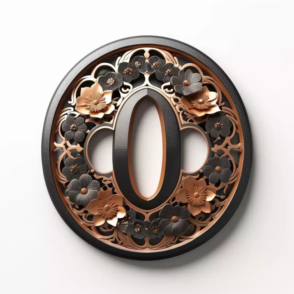 Ornate Japanese Katana Tsuba Handguard 3D model