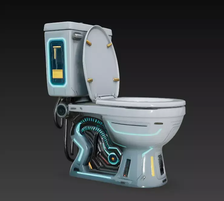 Sci-fi toilet Low-poly 3D model