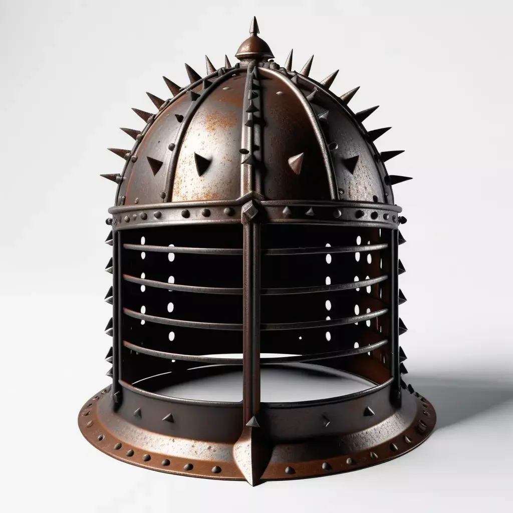 Rusty Medieval Iron Cage Helmet 3D model